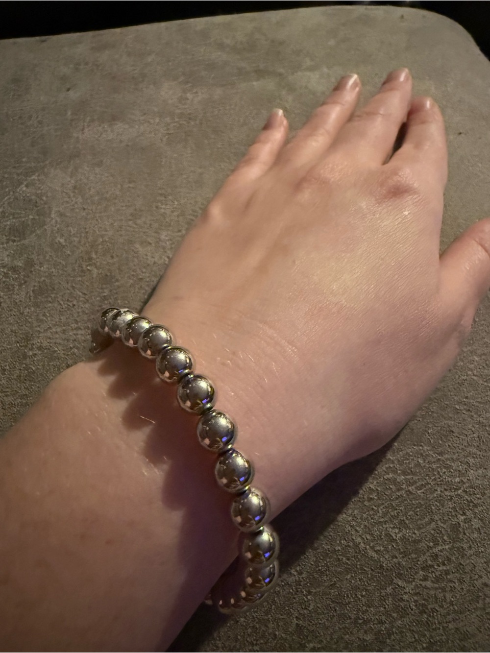 Sterling Silver Beaded Stretch Bracelet - Silver